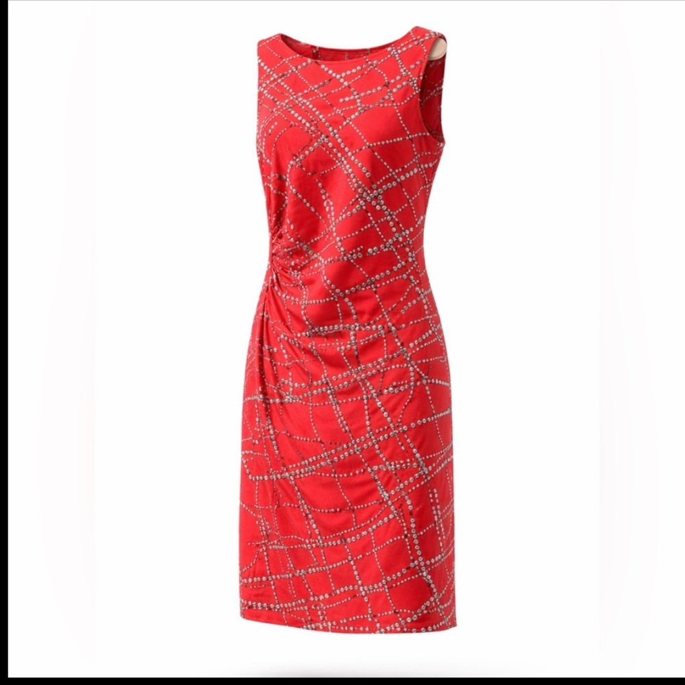 J. McLaughlin Pink and White Patterned Midi Dress